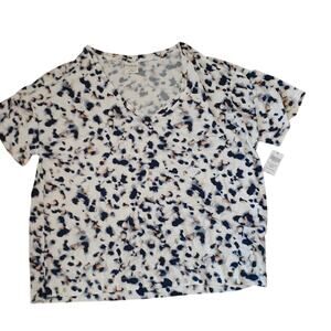 Soma Cool Nights Arctic Leopard Ivory Sleep Shirt L NEW Jersey Knit Soft